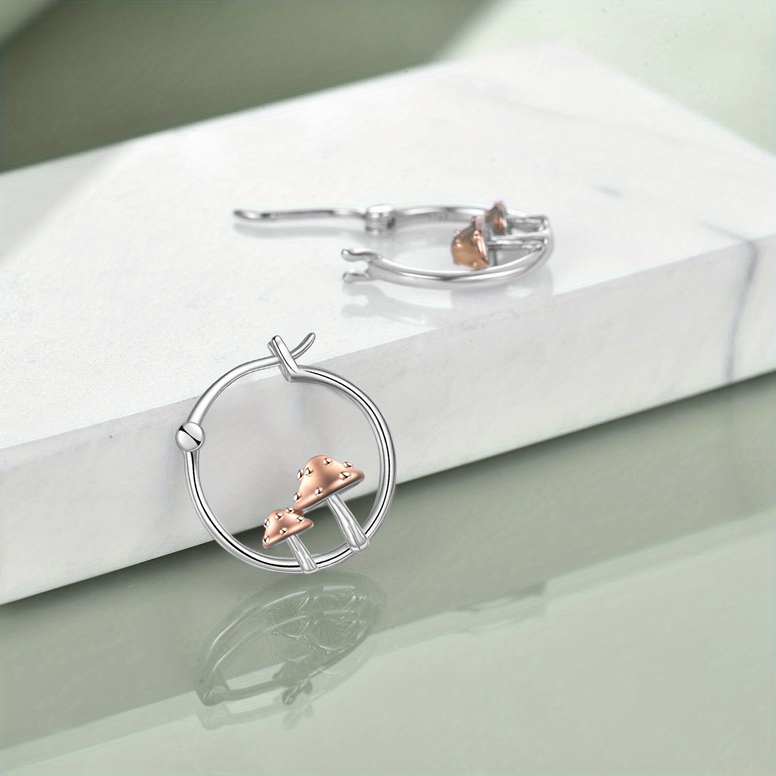 Women's Sterling Silver Mushroom Hoop Earrings, Gift Idea